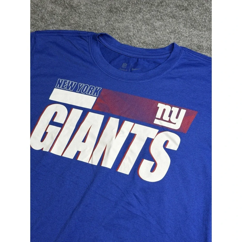 New York Giants football T shirt mens Large Nike blue athletic dri fit nfl